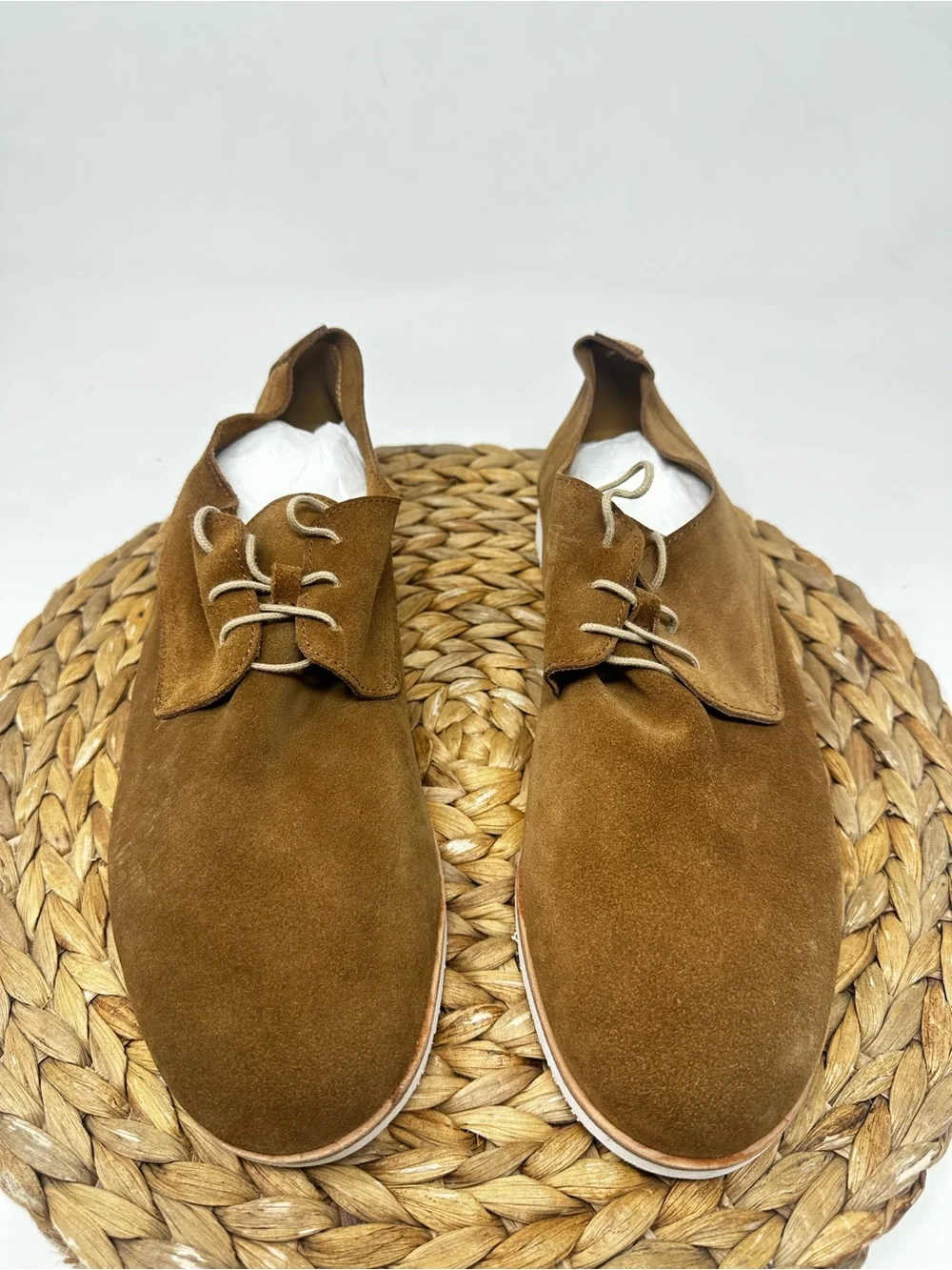 Nisolo Suede Lightweight Flex Derby Travel Shoes Tan Leather Size 9.5 Men's